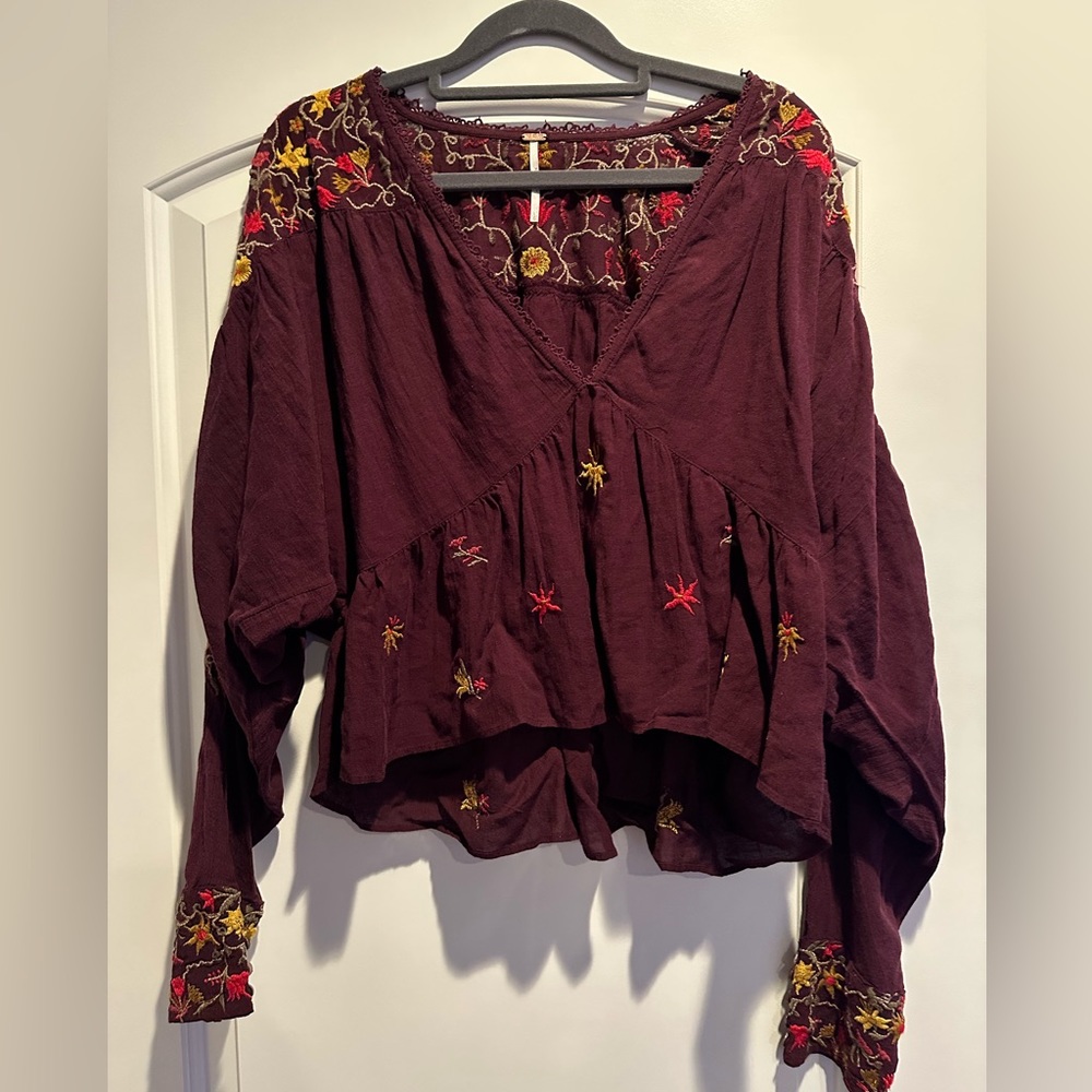 Free people burgundy with beautiful stitching